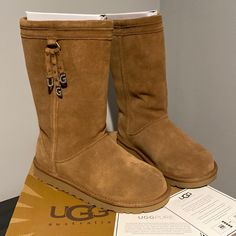 Nwot, Ugg K Larynn Charm Boots Size: 6 (Big Kid) Color: Chestnut Big Kid Size 6 Is Equal To A Woman’s 6.5 Purchased From Nordstrom Slight Blemish On Toe Of Right Boot - See Photo Box Top Was Damaged When I Received It After Purchase. Assuming That’s Where Blemish Came From. Box Tops, Box Top, Photo Box, Big Kid, Womens Uggs, Coloring For Kids, Chestnut, Big Kids, A Woman