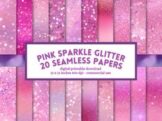 pink sparkle glitter paper pack with 20 seamless papers for scrapbooking and crafts