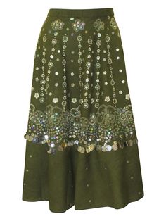 Colours : Red/Green/Olive Green/Black Material : 100% Cotton  Waist : 30''  Length : 28''  - Freesize up to size 12 - no front drawstring - Floral Print - Mirror Sequin Work  - Boho Style  - Hippie Style  - Made from Lightweight Material  - Embellishment at the front DIFFERENT COLOURS AVAILABLE AT https://www.etsy.com/uk/shop/MemsaabLondon PLEASE NOTE : This item has very delicate embellishment. (HR-41) Print Mirror, Boho Mirror, Mode Hippie, Maxi Skirt Boho, Mode Boho, Green Olive, Floral Print Skirt, Olive Green Color, Mirror Work