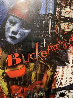 an altered photograph of a man with a guitar in front of him and the words bucken road on it