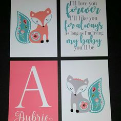 four cards with animals on them and the letters a, b, c, d