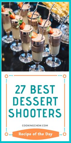 This is 27 Best Dessert Shooters, our round-up recipes of the day. Dessert Shots Ideas, Shooters Recipes Dessert, Wedding Shooters Desserts, Make Ahead Dessert Shooters, Desert Shooters Recipes, Champagne Glass Desserts, Mexican Dessert Shooters, Individual Birthday Desserts, Thanksgiving Dessert Shooters