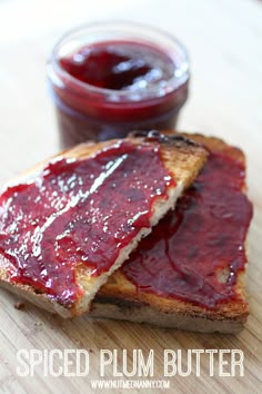 two pieces of toast with jam on them