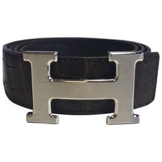 Hermes men's belt in brown porosus crocodile, H buckle in brushed palladium silver. Belt with three holes, possibility to add. Dimensions: from the loop to the central hole: 92.5 cm - width: 3.2 cm. H: 6x3.7 cm Delivered in a Valois Vintage Paris pouch Belts Brown, Rich Boy, Luxurious Fashion, Swag Men, Belt Brown, Gold Chains For Men, Hermes Men, Leather Belts Men, Vintage Paris