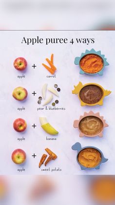 an apple puree 4 ways poster with instructions