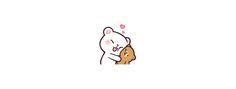 a white bear hugging a brown bear with hearts coming out of its mouth on a white background