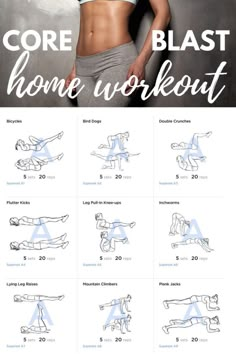 the core blast home workout poster is shown with instructions for how to do it and where to use it