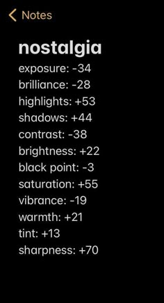 an iphone screen with the text, notes nostalgica