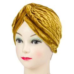 JESSICA MCCLINTOCK MUSTARD VELVET TURBAN Size: One Size.  Color: Gold.  Gender: female.  Age Group: adult. Fitted Yellow Turban, Velvet Turban, Jessica Mcclintock, Cloth Bags, Gender Female, Women's Accessories, Mustard, Age Group, Bag Accessories