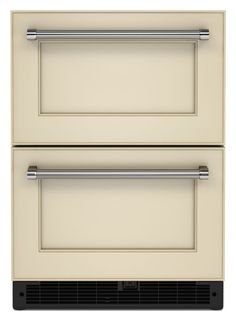 an oven with two drawers on the front and one drawer open to show it's bottom