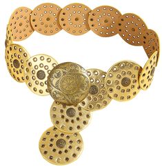 PRICES MAY VARY. Material: This hollow wide disc belt is made of high quality PU leather and alloy. Exquisite appearance and delicate workmanship will give you a sense of high class when you wear it. Flexible size: This women's hollow wide disc belt comes in four lengths to fit most people. Width approximately 8.8CM/3.5IN. Sizes include S (total length: 39.7 inches, suitable for individuals under 120 lb), M (total length: 47.2 inches, suitable for individuals under 140 lb), L (total length: 53.1 Disc Belt, Waist Belts, Round Leather, Vintage Western, Buckle Belt, High Class