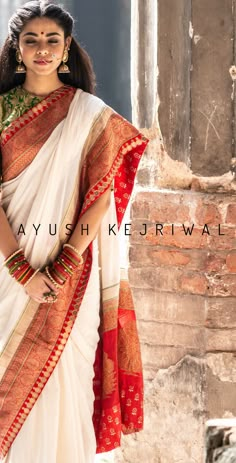 Ayush Kejriwal Sarees, Bengali Bride Makeup, Ayush Kejriwal, Saree Bollywood, Indian Sari Dress, Bengali Bride, Silk Saree Blouse Designs, Half Saree Designs