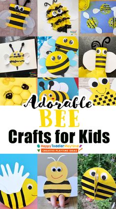 collage of bee crafts for kids to make