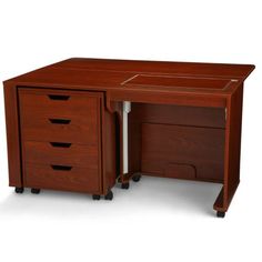 an office desk with three drawers and one drawer on the bottom, in mahogany wood