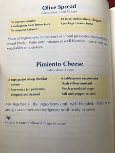 an open book with instructions on how to make pizzas and other things in it