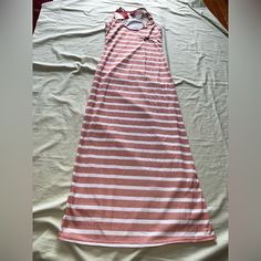 Nike Size S Maxi Striped Dress Length 53” Cotton Poly 2500 Casual Long Striped Dresses, Nike Summer Dresses, Striped Maxi Dress For Daywear, Nike Casual Sleeveless Dress, Casual Nike Sleeveless Dress, Nike Dresses, Nike Orange, Striped Maxi Dresses, Orange White