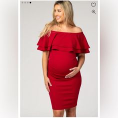 New Pinkblush Maternity Red Ruffle Off Shoulder Ruched Maternity Dress Https://Www.Pinkblushmaternity.Com/Products/Red-Ruffle-Off-Shoulder-Ruched-Maternity-Dress Red Spring Maternity Dress, Red Summer Maternity Dress, Red Maternity Dress For Spring, Fitted Red Maternity Dress, Red Baby Shower Dress, Black Lace Maternity Dress, Red Maternity Dress, Blush Floral Dress, Off Shoulder Maternity Dress