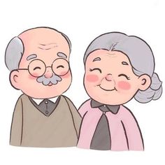 an old couple is standing next to each other