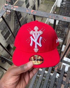 Custom Ny Hat, Customized Fitted Hats, Pearl Fitted Hat, Custom New Era Hats, Ny Hats, Ny Cap