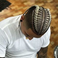 Two Hair Braids, Men Hair Braids, Men Braid Hairstyles, Stylish Braids, Types Of Fade Haircut, Braids For Men, Mohawk Hairstyles Men, Cornrow Hairstyles For Men