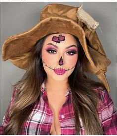 Cute Scarecrow Makeup, Creepy Halloween Makeup Ideas, Scarecrow Makeup Ideas, Diy Adult Halloween Costumes, Easy Halloween Makeup Ideas, Halloween Costumes Scarecrow, Cute Scarecrow, Easy Halloween Makeup