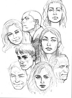 a drawing of people's faces with different facial expressions