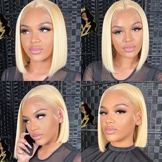 Blond Lace Front Wig Bob, 613 Bob Wig Black Women, Blonde Bob Wig Black Women, Blond Bob Wig, 613 Bob Wig, Blond Wigs, Lace Closure Bob