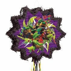 teenage mutant ninja turtles pinata decorationating on a purple and black star shaped pinata