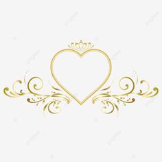 a golden heart with swirls and scrolls in the middle, on a white background