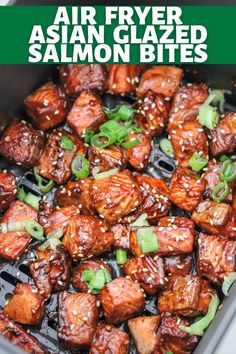 Air Fryer Sweet Chili Salmon, Air Fryer Salmon Bites Honey, Sweet Chili Salmon Bites, Asian Salmon Bites Air Fryer, Bourbon Glazed Salmon Bites, Airfryer Salmon Bites Recipes, Honey Siracha Salmon Bites, Asian Salmon Air Fryer Recipes, Siracha Salmon Air Fryer