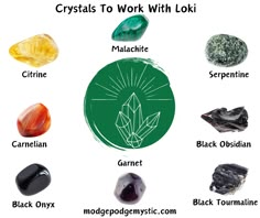 crystals to work with lokii and the seven chakras in their respective colors