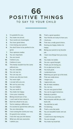 a poster with the words positive things to say to your child