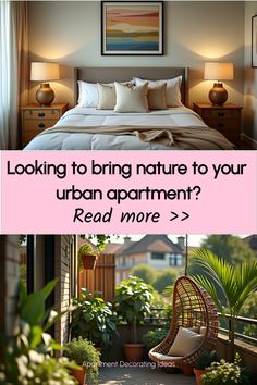 Urban balcony with hanging plants and greenery Rental Balcony, Urban Apartment, Easy Diy Decor, Rental Apartment, Diy Apartment Decor, Diy Decor Ideas