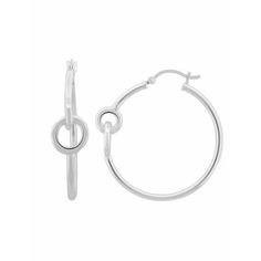 Your jewelry wardrobe is not complete without your favorite hoops. These have an added small circle ring for interest. Hanging 1-1/4 inches the sterling silver earrings have a click top closure for secure closing. Size: One Size. Gender: female. Age Group: adult. Jewelry Wardrobe, Small Circle, Circle Ring, Double Ring, Sterling Silver Earrings, Gender Female, Womens Watches, Women's Earrings, Silver Earrings