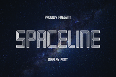 the space line font with stars in the background