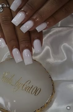 Cute N Simple Nails, Class Acrylic Nails, Soft White Gel Nails, Power White Acrylic Nails, Short White Set Nails, Plain Polish Nails, Pure White Nails Acrylic, Plain White Acrylic Nails With Gems, Powder Blue Square Nails