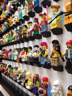 many legos are displayed on the wall