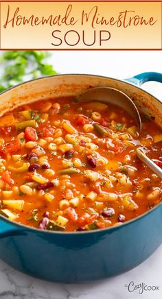 minestrone soup with pasta, beans, and vegetables. Unique Soup Recipes, Easy Minestrone Soup Recipe, Beef Minestrone Soup, Easy Minestrone Soup, Easy Minestrone, Sopa Minestrone, Minestrone Soup Easy, Cream Soups, Minestrone Soup Recipe