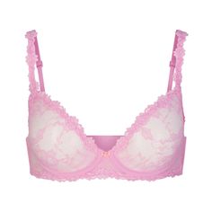 You’ll Choose This Feminine Underwire Bra With Romantic Lace Trim Details Again And Again. Features Adjustable Back Straps, Supportive Underwire, All-Over Sheer Stretch Lace Fabric, Unlined Cups, A Rosette Detail At The Center Front, And A Back Hook And Eye Closure. Fits True To Size. Color. Pink Size. 44b Lace Bra Outfit, Cute Bralettes, Bra Outfit, Chic Tattoo, Stretch Lace Fabric, Runway Fashion Couture, Pretty Bras, Romantic Lace, Fashion Wishlist