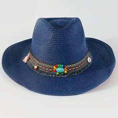 New Western Straw Beaded Floral Embroidered Festival Cowboy Hat Tassels Leather Tie String Nwt New Without Tags In Package Excellent Condition- No Visible Flaws Unisex Great Gift! Available In Various Shades/Colors Questions? Leave A Comment Below! Other Listings: Boho, Western, Cowboy, Bohemian, Anthropologie, Free People, Johnny Was, Antique, Ancient, Zara, Gypsy, Breeze, Beachy, Indie, Airy, Rockabilly, Comfortable, Lightweight, Feminine, Flirty, Modern, Cute, Chick, Romantic, Cool, Relaxed V Blue Western Hat For Vacation, Bohemian Fedora Hat With Fringe, Blue Bohemian Hat For The Beach, Bohemian Fringe Fedora Hat, Bohemian Blue Hat For The Beach, Bohemian Blue Beach Hat, Adjustable Beaded Blue Hat, Adjustable Blue Beaded Hat, Blue Bohemian Fedora Hat