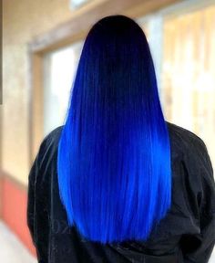 Rose Gold Ombre Hair, Gold Ombre Hair, Rose Gold Hair Ombre, Blue Hair Aesthetic, Bright Blue Hair, Royal Blue Hair