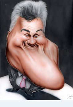 a caricature of an older man smiling