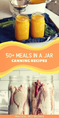 jars filled with food sitting on top of a table