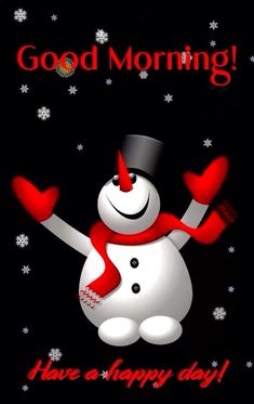 a snowman with a red hat and scarf on it's head is in the air