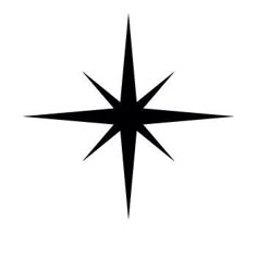 a black and white image of a star with one point in the middle, on a white background