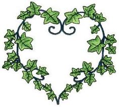 a heart shaped frame with green leaves and vines on the edges, in the shape of a wreath