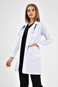 Please Note: Our sizes may not correspond with US size charts. Please check our Super10 size chart as Super10 sizes are smaller than typical US sizes. 5 Reasons To Buy A Soft Anti-Wrinkle Lab Coat From Super10 Medicals Suitable for doctors, nurses, lab techs, pharmacists, veterinarians, students, physician assistants, nurse practitioners, surgeons, dentists, pathologists, pediatricians, obstetricians, radiologists, physical therapists, office managers, teachers, hygienists, aestheticians -- the Doctor Dress Medical Women, Pharmacist Outfit, Botox Clinic, Doctor White Coat, Therapists Office, Doctor Dentist, White Lab Coat, Dental Scrubs, Doctor Scrubs