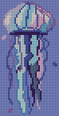 an image of a jellyfish made out of pixellated pixels on a blue background