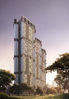 an artist's rendering of a tall building with lots of windows and balconies