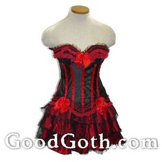 Goth Tops, Goth Dress, Alternative Outfits, Red Satin, Corset Dress, Featuring Dress